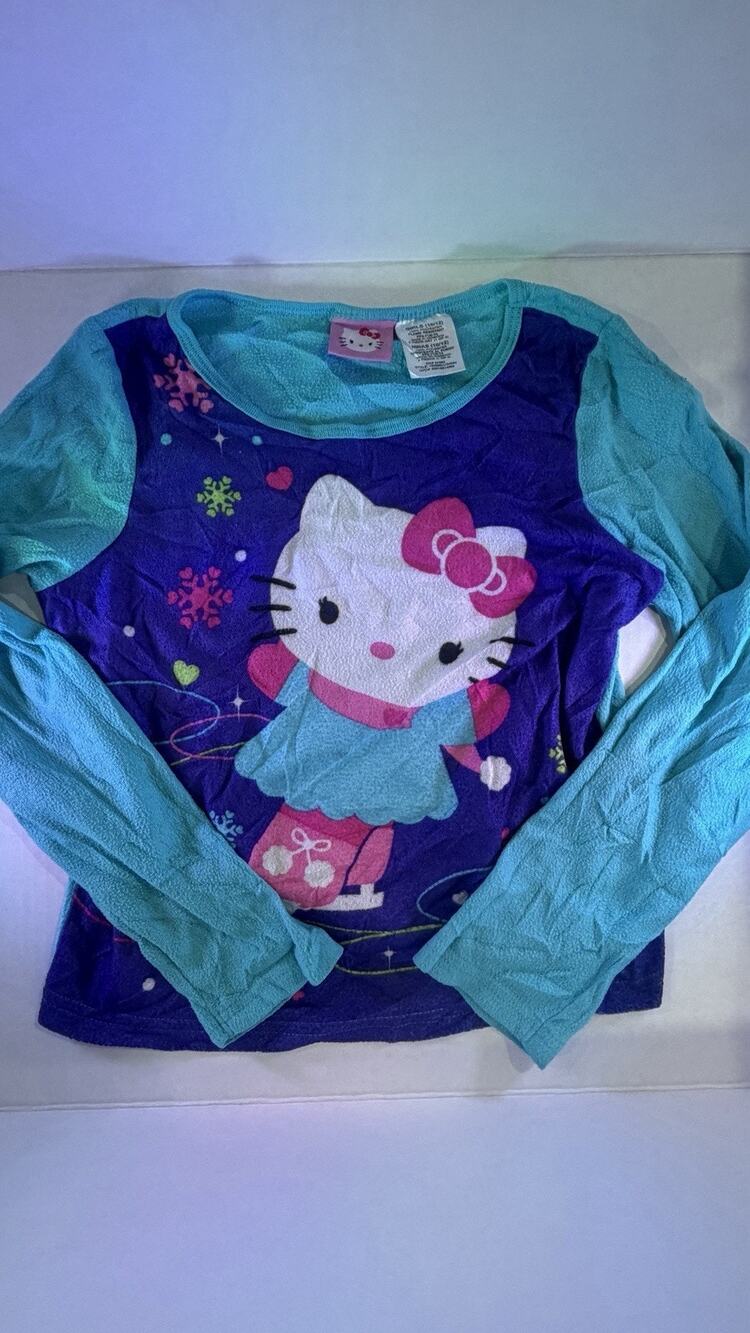 Vintage Hello Kitty Girls Pajama Top Shirt Size 10/12 Long Sleeve Set 1 Of 2